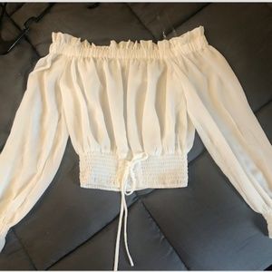 Mystique/Blashe Flowy White Crop Top